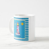 Leuchtturm mit rotem Streifen Kaffeetasse (Vorderseite Links)