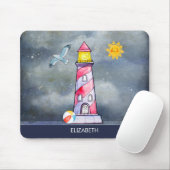 Leuchtturm mit rotem Streifen Mousepad (Mit Mouse)