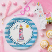 Leuchtturm mit rotem Streifen Pappteller (Party)