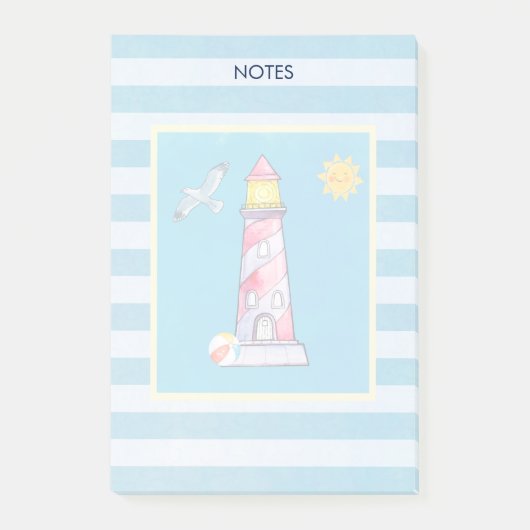 Leuchtturm mit rotem Streifen Post-it Klebezettel (Vorderseite)