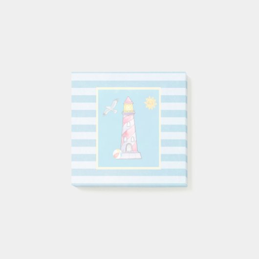 Leuchtturm mit rotem Streifen Post-it Klebezettel (Vorderseite)