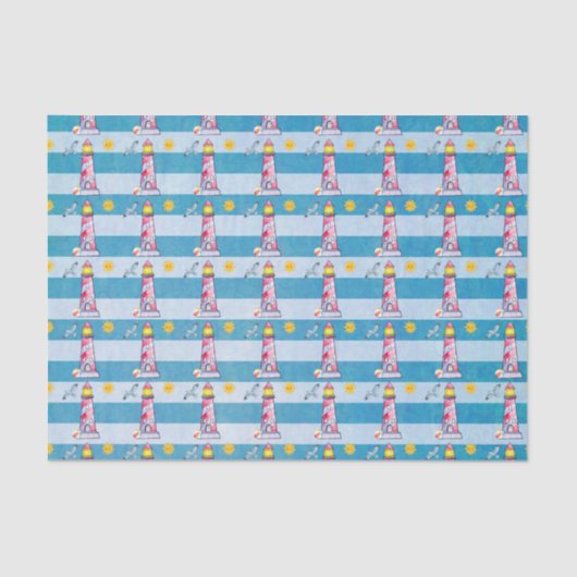 Leuchtturm mit rotem Streifen Seidenpapier (Vorderseite)