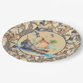 Leuchtturm mit Schiff Pappteller (Schrägansicht)