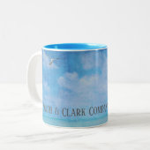 Leuchtturm mit Segelboot und Möwen mit Namen Zweifarbige Tasse (Vorderseite Links)