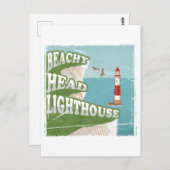 Leuchtturm mit Strandkopf Retroposter Postkarte (Vorne/Hinten)