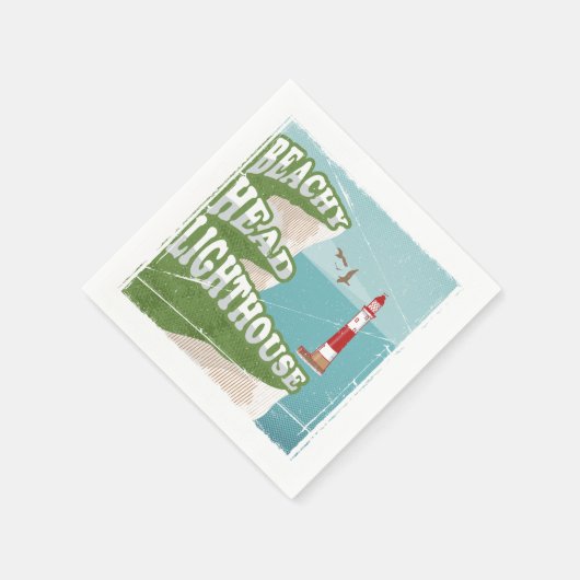 Leuchtturm mit Strandkopf Retroposter Serviette (Ecke)