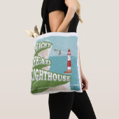 Leuchtturm mit Strandkopf Retroposter Tasche (Von Nahem)