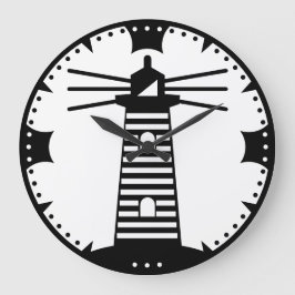 Leuchtturm mit Streifenmuster - Ozean Nautical Kun Große Wanduhr