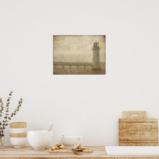 Leuchtturm mit Textur Poster (Küche)
