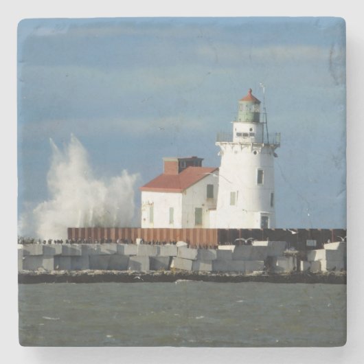 Leuchtturm mit Wave Stone Untersetzer (Vorderseite)