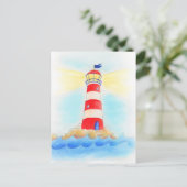 Leuchtturm mit weißer Aquarellkarte Postkarte (Stehend Vorderseite)
