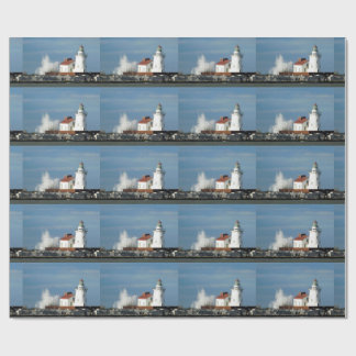 Leuchtturm mit Wellen-Packpapier Geschenkpapier