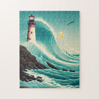 Leuchtturm mitten in den Roaring Waves Puzzle - 25