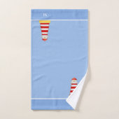 Leuchtturm & Monogramm auf Hellblau Badhandtuch Set (Handtuch)