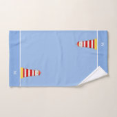 Leuchtturm & Monogramm auf Hellblau Badhandtuch Set (Handtuch)