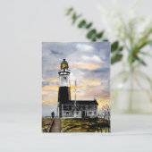Leuchtturm montauk point New york post card Postkarte (Stehend Vorderseite)