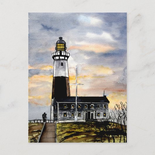 Leuchtturm montauk point New york post card Postkarte (Vorderseite)