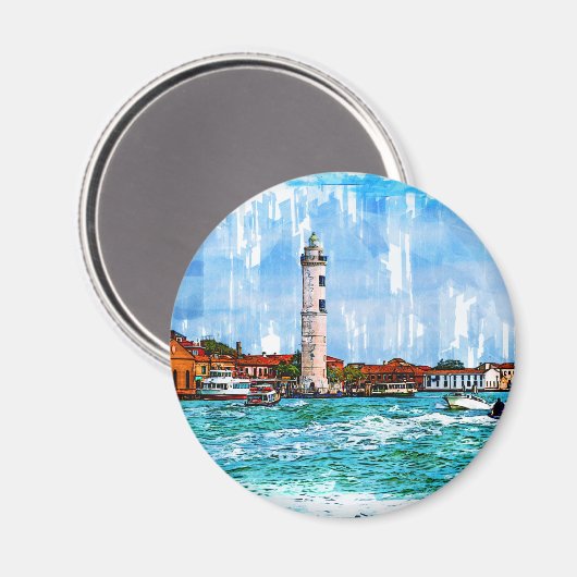 Leuchtturm Murano, Venedig, Italien. Magnet (Vorderseite/Rückseite)