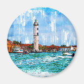 Leuchtturm Murano, Venedig, Italien. Magnet (Vorne)