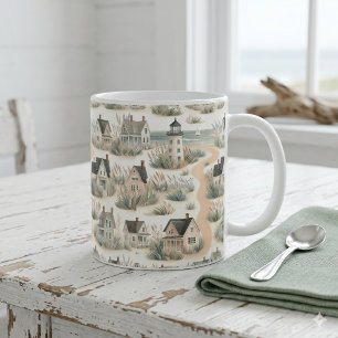 Leuchtturm-Muster im Stil eines Küsten-Cottages Kaffeetasse