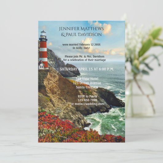 Leuchtturm nach Hochzeit Einladung (Stehend Vorderseite)