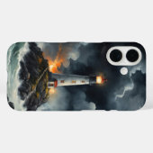 Leuchtturm nachts in stürmischer Meeresdecke Case-Mate iPhone Hülle (Rückseite (Horizontal))