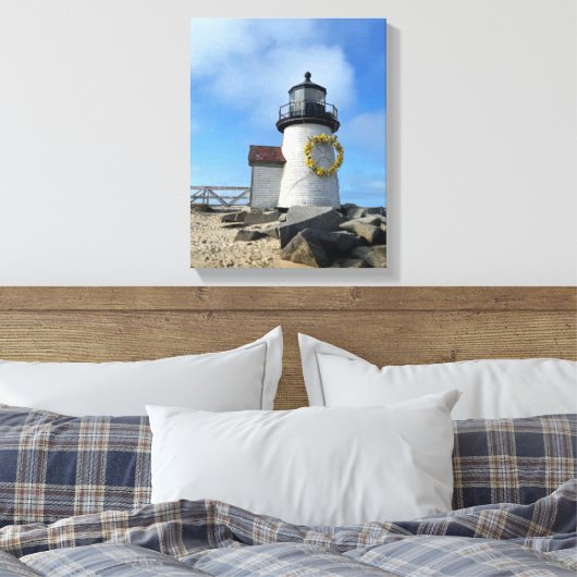 Leuchtturm Nantucket mit Kranz Leinwanddruck (Insitu (Schlafzimmer))