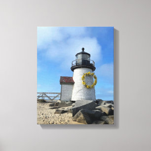 Leuchtturm Nantucket mit Kranz Leinwanddruck