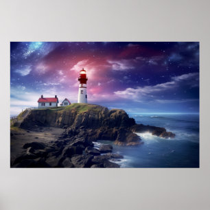 Leuchtturm Natur Welt Fantastisches Landschaftsbil Poster