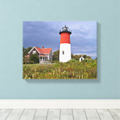 Leuchtturm Nauset, Cape Cod Mass Canvas Print Leinwanddruck (Insitu (Holzboden))