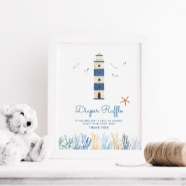 Leuchtturm Nautical Baby Dusche Windeln Raffle-Zei Poster