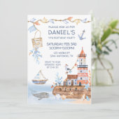 Leuchtturm Nautical Birthday Einladung (Stehend Vorderseite)