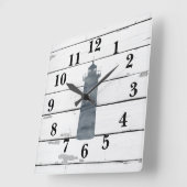 Leuchtturm Nautical Blue Shiplap Rustikale Dekorat Quadratische Wanduhr (Winkel)