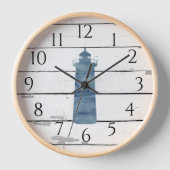 Leuchtturm Nautical Blue Shiplap Rustikale Dekorat Uhr (Vorderseite)