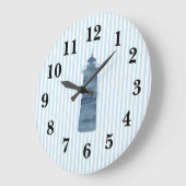 Leuchtturm Nautical Blue Stripe Rustikale Dekorati Große Wanduhr (Winkel)