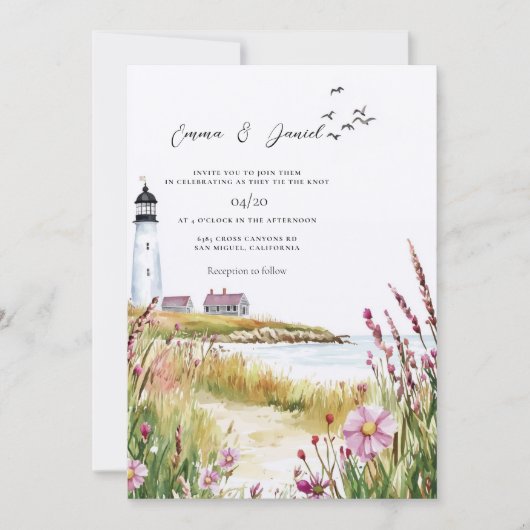 Leuchtturm Nautical Hochzeit Einladung (Vorderseite)