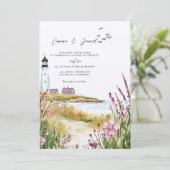 Leuchtturm Nautical Hochzeit Einladung (Stehend Vorderseite)