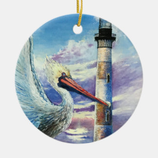 Leuchtturm Nautical Oil Painting Bird Beach Blue Keramik Ornament