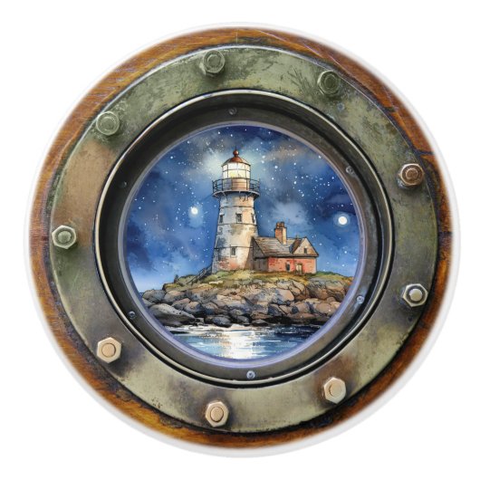 Leuchtturm Nautical Porthole Drawer Knobs Keramikknauf (Vorderseite)