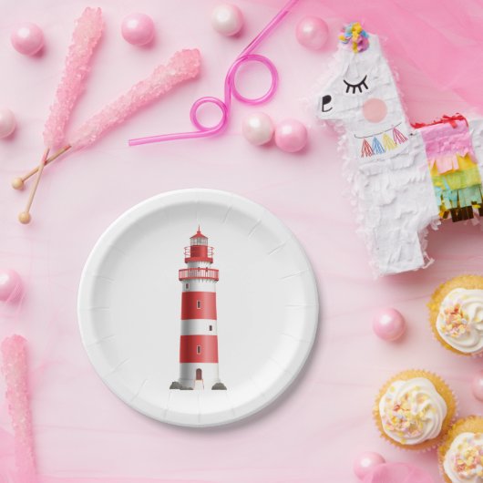 Leuchtturm Nautical Wedding Beach Summer Ocean Pappteller (Party)