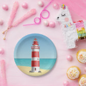 Leuchtturm Nautical Wedding Beach Summer Ocean Pappteller (Party)