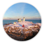 Leuchtturm Nubble Light Aerial Snowy Maine Lightho Keramikknauf (Vorderseite)