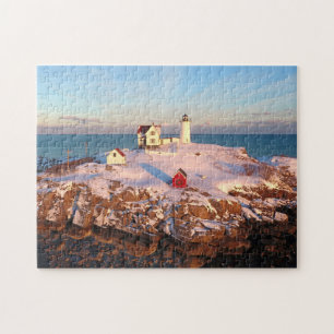Leuchtturm Nubble Light Aerial Snowy Maine Lightho Puzzle
