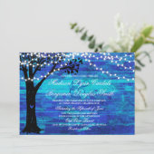 Leuchtturm Oak Tree Blue Wedding Einladungen (Stehend Vorderseite)