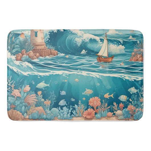 Leuchtturm & Ocean Dreamscape Badematte (Vorderseite)