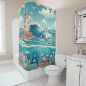 Leuchtturm & Ocean Dreamscape Dusche Vorhang (Beispiel)