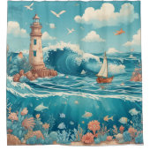 Leuchtturm & Ocean Dreamscape Dusche Vorhang (Vorderseite)