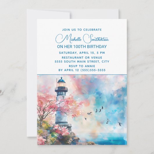 Leuchtturm Ocean Nautical 100. Geburtstag Einladung (Vorderseite)