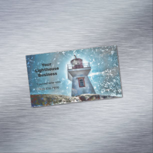 Leuchtturm Ozean Blau Nautisch Rustikal Küstenstil Magnetische Visitenkarte