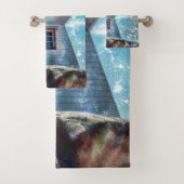 Leuchtturm Ozean Blue Nautical Rustic Coasta Badhandtuch Set (Insitu)